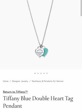 Tiffany & Co. Double Heart Tag Necklace in Tiffany Blue and Silver